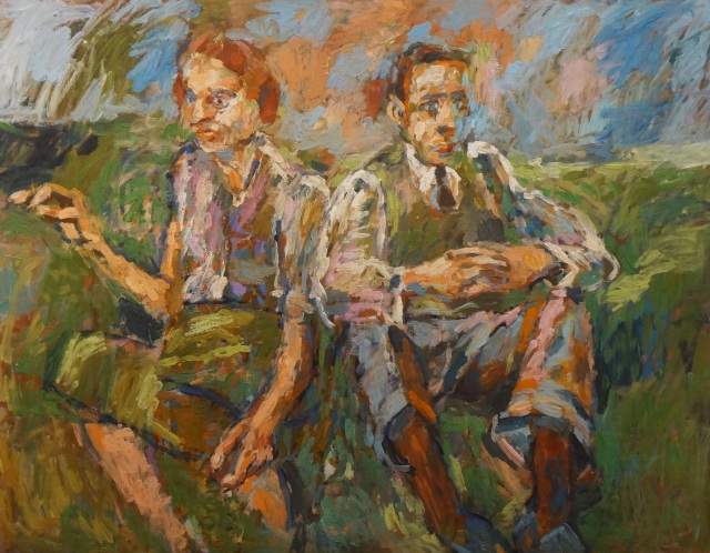 “The Couple” Signed, Original Oil on Board -  Size: 28” x 36” - £950 