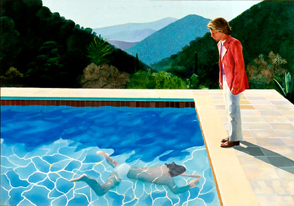 Portrait of an Artist (Pool with two figures), 1972 acrylic on canvas, 84" x 120" 